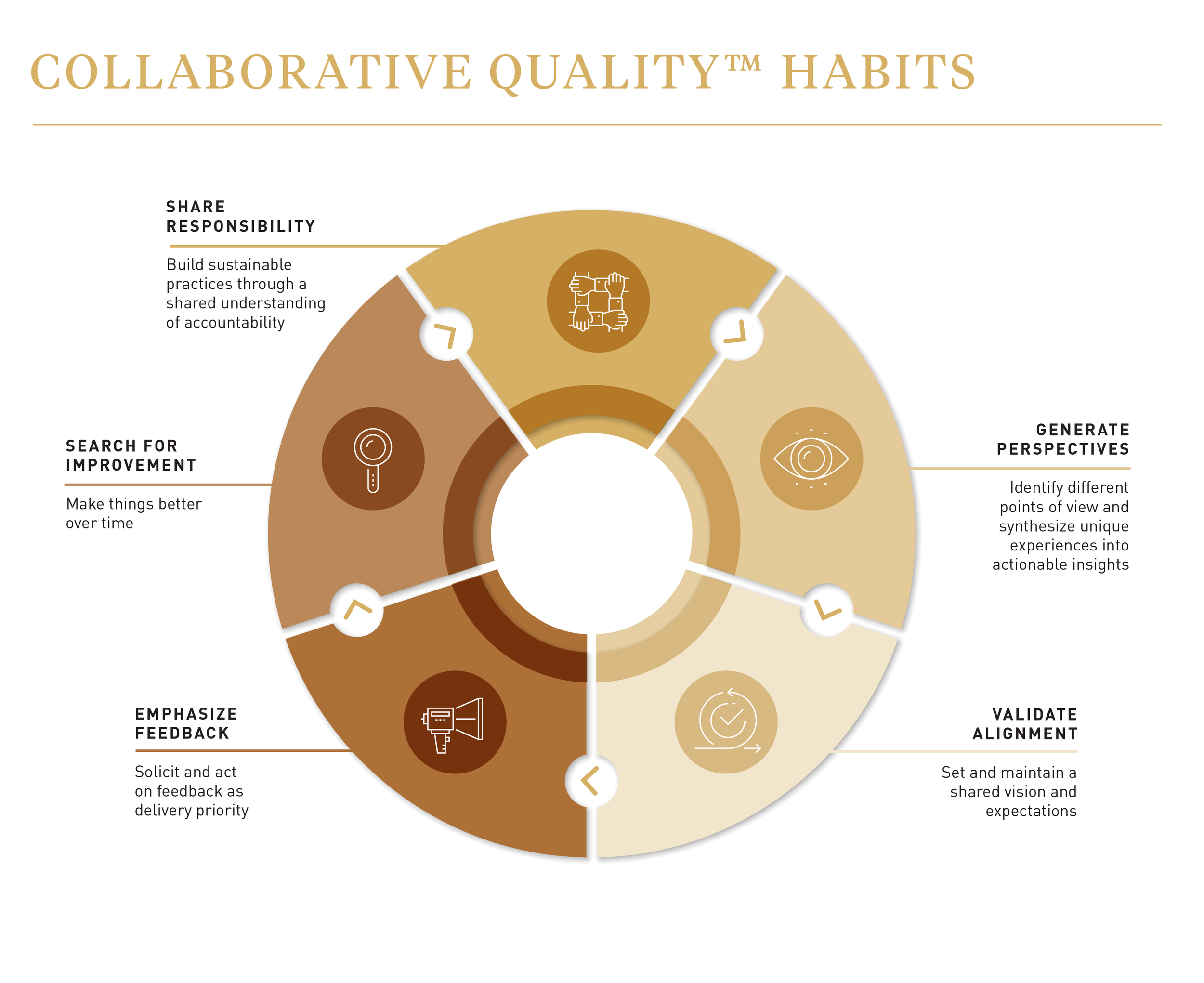 Circle chart showing the 5 phases of the collaborative quality process